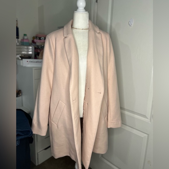Zara Jackets & Coats Nwot Zara Trf Collection Xxl Wool Blend Light Pink Pea Coat Oversized